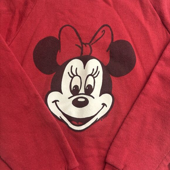 Disney Vintage Crewneck Kids 10-12 Red Fleece Graphic Pullover - Picture 2 of 7